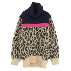 Sacai サカイ 19AW 19-04555 ウール アルパカ モヘア混 レオパード柄 タートルネック ニット セーター ブラウン系 2【中古】のサムネイル