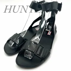 【B5376】【美品】 HUNTER ハンター サンダル アンクルストラップ ラバー ブラック レディース 23cm ブランドロゴ 防水仕様のサムネイル