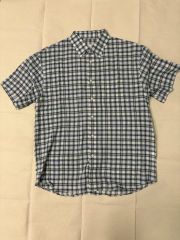 超美品】マーガレットハウエル 半袖リネンチェックシャツ ホワイト4L 