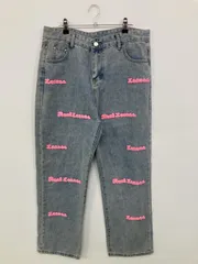 デニムパンツ 7 ブルー その他総柄 スタンダード ストレート レギュラー レディース