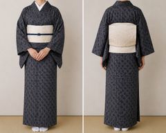 和洋折衷コーデ 単衣 結城紬 着物 リメイク ツーピース仕立て Mサイズ