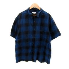 GOODENOUGH 半袖シャツ 青と黒のチェック柄 - メルカリ