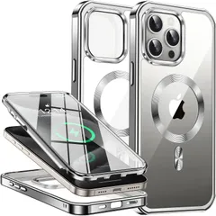 iPhone15 Pro Max ケース MagSafe対応 クリア シルバー