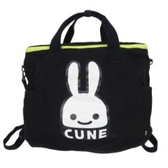 【完売品】 CUNE キューン 3WAY キャンバススクエアバッグ L キューン CUNE 3WAYキャンバス スクエア バッグ L ブラック系 L【中古