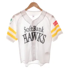 マジェスティック MAJESTIC Soft Bank ユニフォーム シャツ 半袖 ロゴ プリント S 白 ホワイト /FFのサムネイル