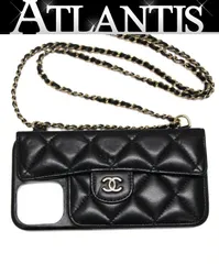 シャネル CHANEL iPhone15 Pro スマホケース マトラッセ ラム 黒 G金具 15番台 【74644】のサムネイル