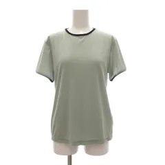 B&Y ユナイテッドアローズ BEAUTY&YOUTH ビューティー&ユース シアー ベロアTシャツ 配色パイピング 涙開き F ライムグリーン ラウンドネック 半袖 /UO