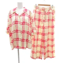 ユニクロ UNIQLO MARNI セットアップ シャツ XXL パンツ L 総柄 イージー 半袖 ベージュ ピンク /AE