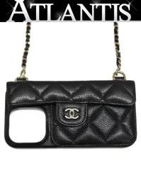 極美品 シャネル CHANEL iPhone14 Pro スマホケース マトラッセ キャビア 黒 G金具 ランダムシリアル 【74659】のサムネイル