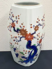 【441301094402】 現状品 有田焼 深川製磁 花瓶 色絵 金彩 花生 富士山マーク 共箱難ありのサムネイル