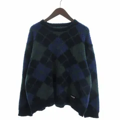 ネイバーフッド NEIGHBORHOOD ARGYLE PATTERN MOHAIR SWEATER ニット セーター 長袖 クルーネック モヘヤ アーガイル柄 232FUNH-KNM03 紺 ネイビー Mのサムネイル