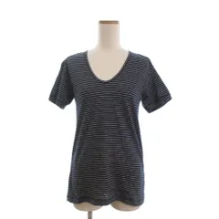 ラグ&ボーン RAG&BONE タグ付き Tシャツ カットソー 半袖 Vネック リネン混 ボーダー 紺 ネイビー XS ■TCのサムネイル