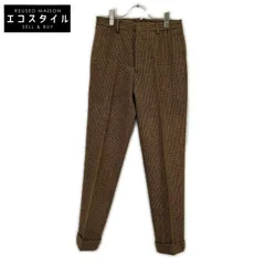 RRL　ダブルアールエル　イタリア製 ブラウン ウール100 シンチバック チェック柄 センタープレス スーツトラウザーパンツ　28のサムネイル