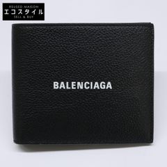 極美✨BALENCIAGAバレンシアガ財布二つ折り594315ロゴレザーブラック