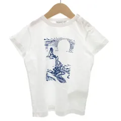 アニエスベー agnes b. タグ付き プリントTシャツ カットソー 半袖 クルーネック 6ans 白 ホワイト 青 ブルー /GV