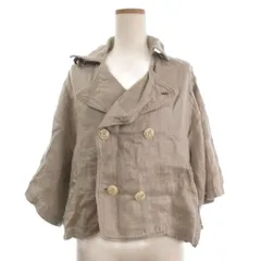 キャピタル kapital ジャケット ショート丈 麻 リネン ダブルブレスト 七分袖 アンカーボタン S ベージュのサムネイル