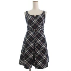 Burberry ロンドン ノースリーブ ワンピース チェック ブラック 36