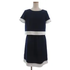 トミーヒルフィガー TOMMY HILFIGER コンビ ワンピース 半袖 ひざ丈 白 ホワイト 紺 ネイビー ■ECT