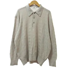 ランバン LANVIN クラシック ニットポロシャツ 長袖 ウール 波模様 48 ベージュ 0205のサムネイル