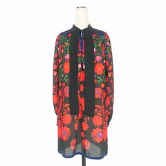 ディースクエアード DSQUARED2 22AW フラワープリント リボンタイ ロングシャツ ブラウス 長袖 38 ブラック 黒 S75CV0547 国内正規のサムネイル
