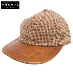 PoloSportRalphLauren　ポロスポーツラルフローレン　90s レザーバイザー ツイードチェック キャップ　M
