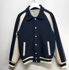 メゾンキツネ MAISON KITSUNE ウール スタジャン ジャケット ネイビーMのサムネイル