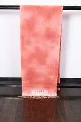お召し反物　オレンジ濃淡　麻の葉柄　R286