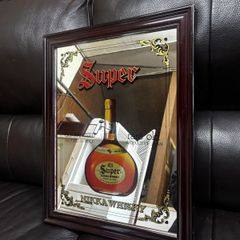 希少 70-80s 日本製 NIKKA ニッカウヰスキー オーク材ウォールミラー