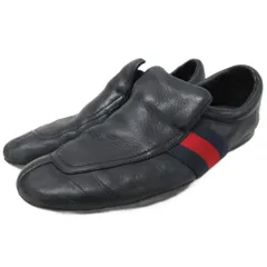 グッチ GUCCI シェリーライン レザードライビングシューズ ローファー スリッポン 皮革 8 黒 ブラック ■IBO93