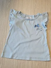 Parentdream 女の子 ブルー リボン 半袖 Tシャツ 90