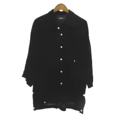 エッセイ ESSAY ES18SH-01 24SS CACHECOUER SS SHIRT BLACK VELVET シャツ ベロア 7分袖 黒 ブラック 3のサムネイル