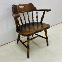 飛騨産業　キツツキ　穂高　アームチェアー③　イス　 木製　再塗装済ＵＳＥＤ 飛騨産業(キツツキマーク) 穂高アームチェア｜ブランド家具を高く売り