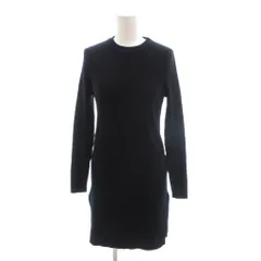 デミリー DEMYLEE 美品 ワンピース ニット S ダークネイビー 長袖 ラウンドネック リブ編み 膝丈 /SJ ■GY06のサムネイル
