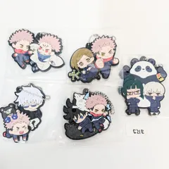 呪術廻戦 メガハウス ラバーストラップ 5点セット まとめ売り 五条悟 虎杖悠仁 伏黒恵 パンダ 狗巻棘 アニメグッズ キャラクタのサムネイル