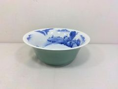 2614 深川製磁 宮内庁御用達 青磁 染付 山水図 鉢 - メルカリ