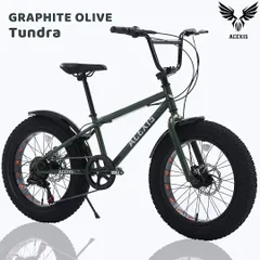 ACEXIS（エースシス） Tundra（タンドラ） グラファイト オリーブ ファットバイク BMX 街乗り 20インチ サイドスタンド ディスクブレーキ装備 ＊自転車用ワイヤーロック 100 cm 2個セ ット付きのサムネイル