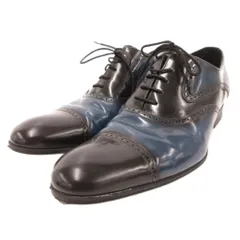 ランバン LANVIN オックスフォードシューズ ビジネス レザー バイカラー 25 青 ブルー 黒 ブラック /JS ■GY74のサムネイル