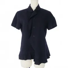 トリココムデギャルソン tricot COMME des GARCONS 丸襟ブラウス シャツ 半袖 無地 Mサイズ ネイビー 紺 TB-02010M のサムネイル