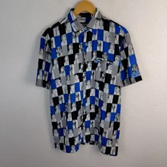 PELLE PELLE ペレペレ 総柄 半袖シャツ フォトプリント モノトーン ブルー L メンズ 古着 ストリート Y2Kのサムネイル