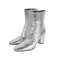 バレンシアガ BALENCIAGA ヒール レザー ショートブーツ サイドジップ 37 シルバーのサムネイル