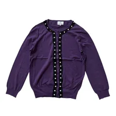  LANVIN en Bleu ランバンオンブルー パールデザイン ニットカーディガン パープル レディース38【B115】のサムネイル