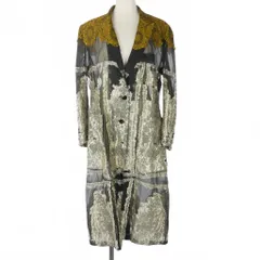 ドリスヴァンノッテン DRIES VAN NOTEN シアーロングコート ジャガード チェスターコート サイズ40 ブラック 黒 シルバー 銀 ゴールド 金のサムネイル