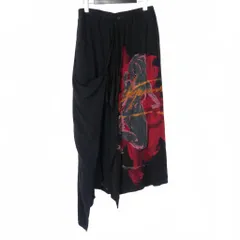 ヨウジヤマモト YOHJI YAMAMOTO ブラックスキャンダル BLACK Scandal 20SS アートプリント レイヤード ラップドレープパンツ 2 黒 ブラック NN-P85-811のサムネイル