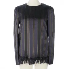 ドリスヴァンノッテン DRIES VAN NOTEN フリンジ プルオーバー ブラウス ストライプ 長袖 34 紫 パープル 黒 ブラックのサムネイル