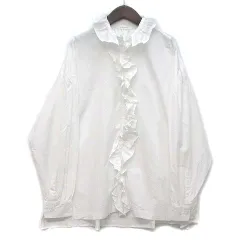 トゥジュー TOUJOURS ラッフル シャツ ブラウス Ruffle Shirt コットン 長袖 2 白 ホワイト のサムネイル