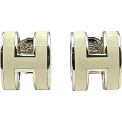 新品 HERMES エルメス ポップHミニ　ピアス シルバー×ホワイト エルメス HERMES ポップH ミニピアス ホワイト/シルバー メタル