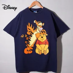 90s ディズニー Disney ぷーさん Tシャツ ネイビー L Pooh ティガー ヴィンテージ キャラT アニメT 古着 T060
