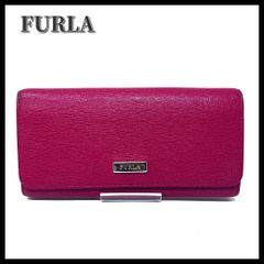 FURLA】フルラ リボンチャーム 長財布 レザー ロングウォレット 赤 