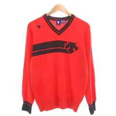 デサント DESCENTE ニット セーター Vネック 長袖 ロゴ ラインデザイン L コーラル /YJ ■YHS14のサムネイル