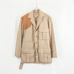 BANANA REPUBLIC バナナリパブリック 80年代 サファリジャケット XS ベージュ コットン レザートリム タイ製 ベルト付き ヴィンテージ古着のサムネイル